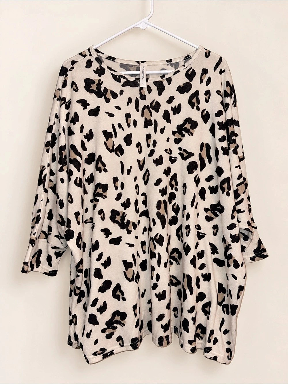 Tickled Teal Animal Print Tunic in Cream & Black Large